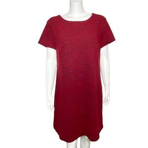 Loft Plus Knit Shift Dress Womens Size 16 Short Sleeve Fully Lined Red Pockets